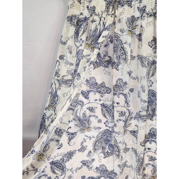 Paper Crane Dress Womens Small Blue White Open Front Midi Ruffled Cap Sleeve - Picture 12 of 16